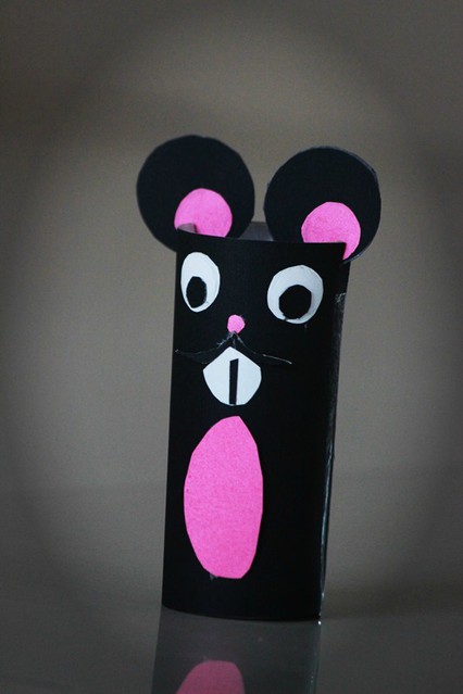 【手工】吸管手工贴画  卷纸芯小老鼠